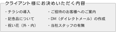 クライアント様にお決めいただく内容